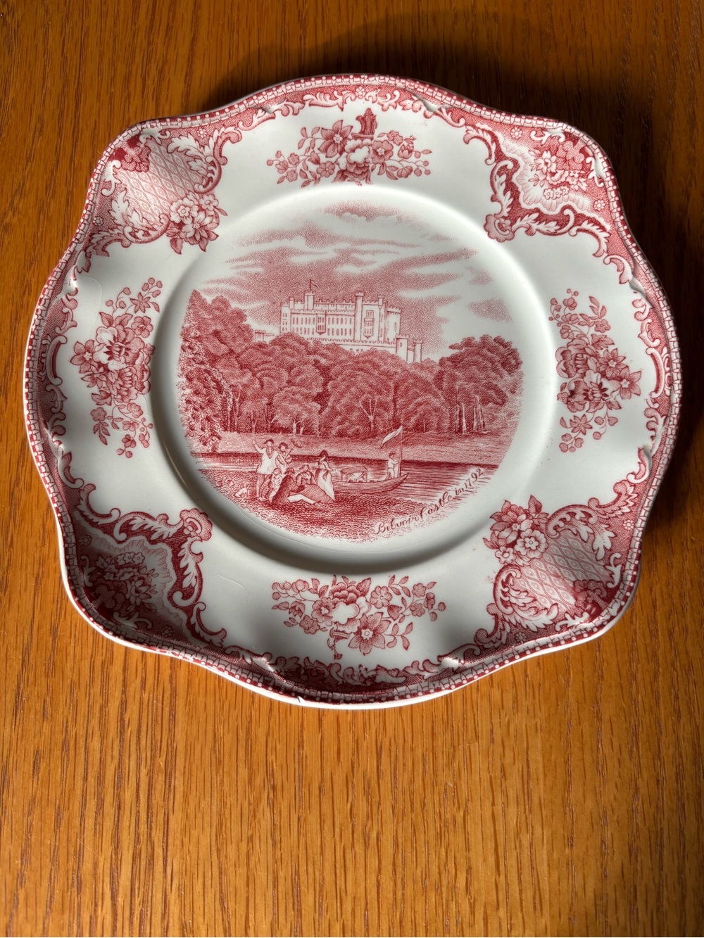 Johnson Brothers Red Transferware Scenic Dinner Plate